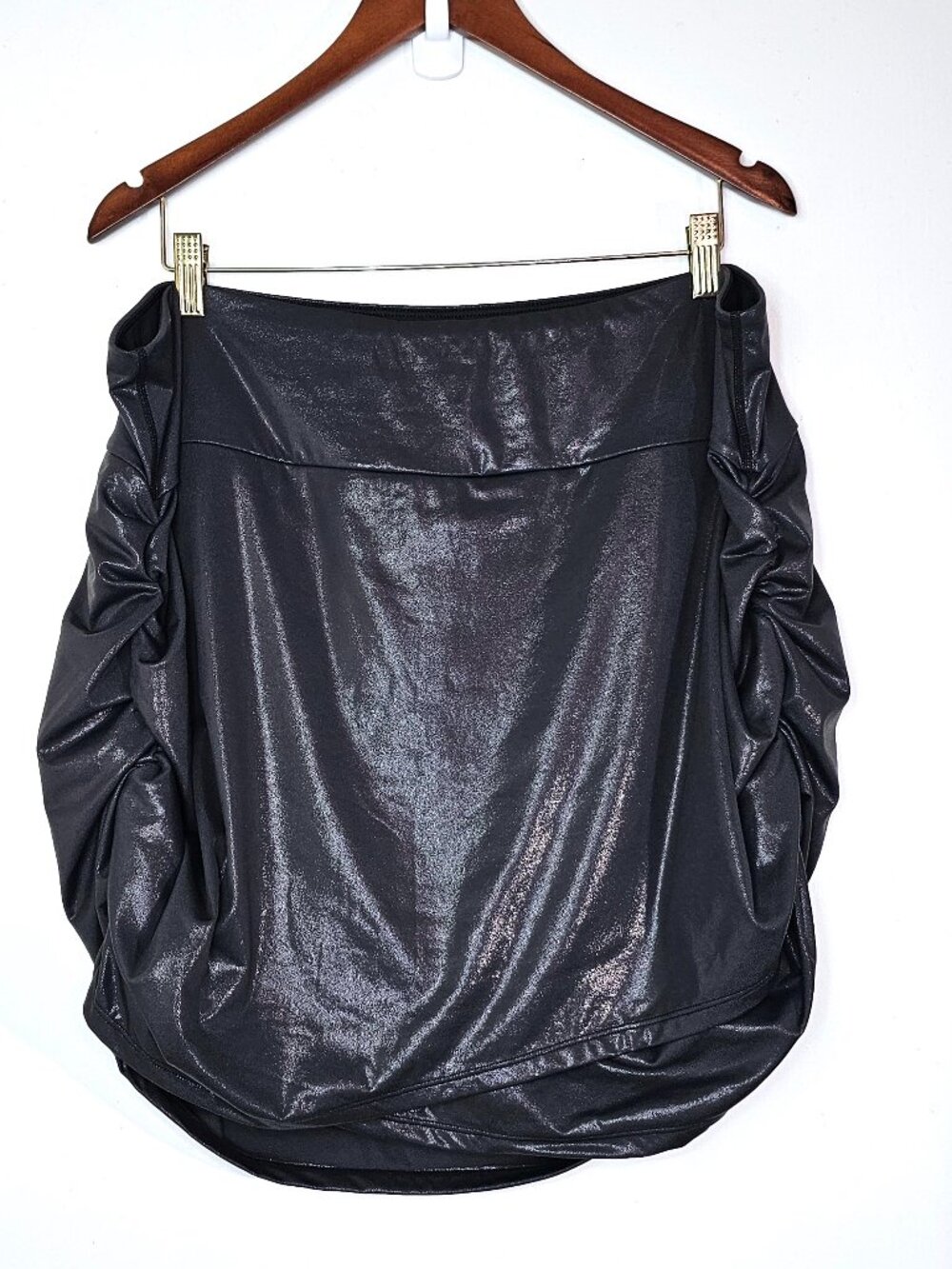 Halara Black Metallic Shimmer Bubble Stretchy Mini Skirt Skort 2-in-1 3X